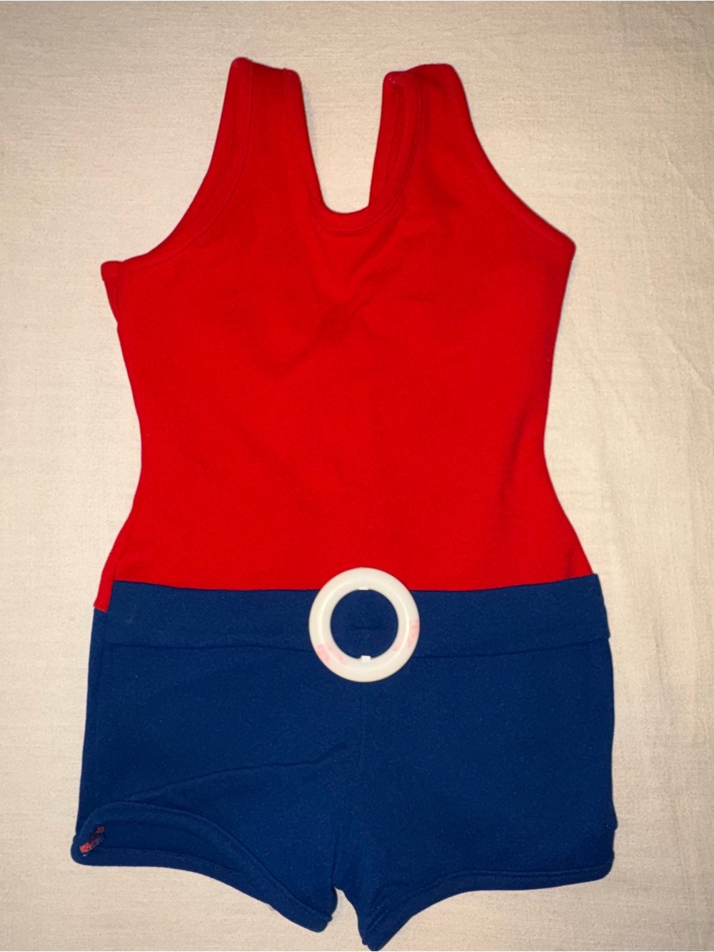 Vintage Kids Red and Navy Romper with Belt Accent